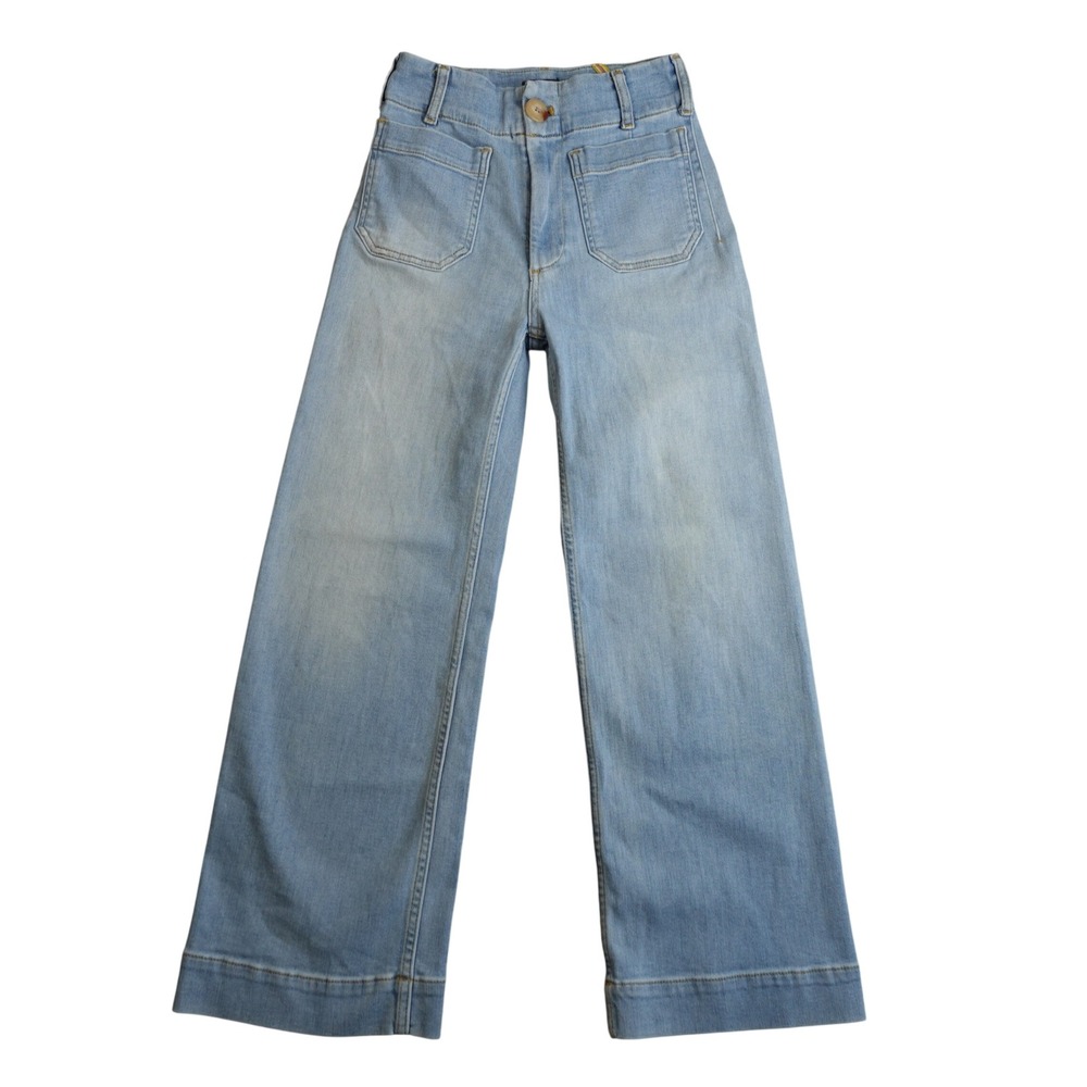 Maeve Anthropologie The Colette Cropped Wide Leg Jeans 24 Light Blue High Rise